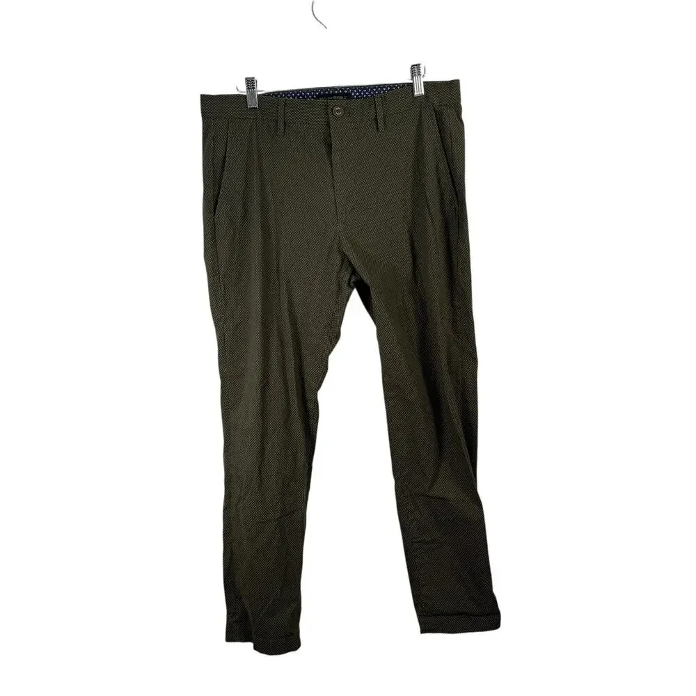 Banana Republic Mason Chino Summerweight Pants Green Printed Ofice Mens 32x30